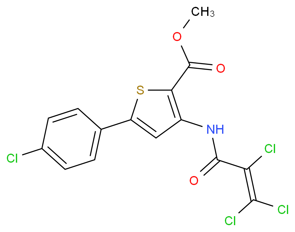 methyl 5-(4-chlorophenyl)-3-[(2,3,3-trichloroacryloyl)amino]thiophene-2-carboxylate_分子结构_CAS_)