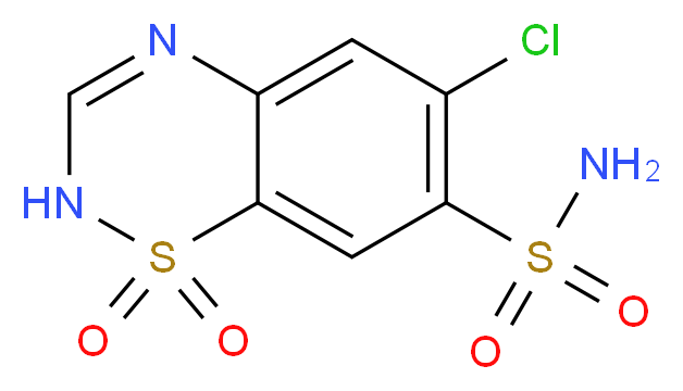 6-chloro-1,1-dioxo-2H-1λ<sup>6</sup>,2,4-benzothiadiazine-7-sulfonamide_分子结构_CAS_58-94-6