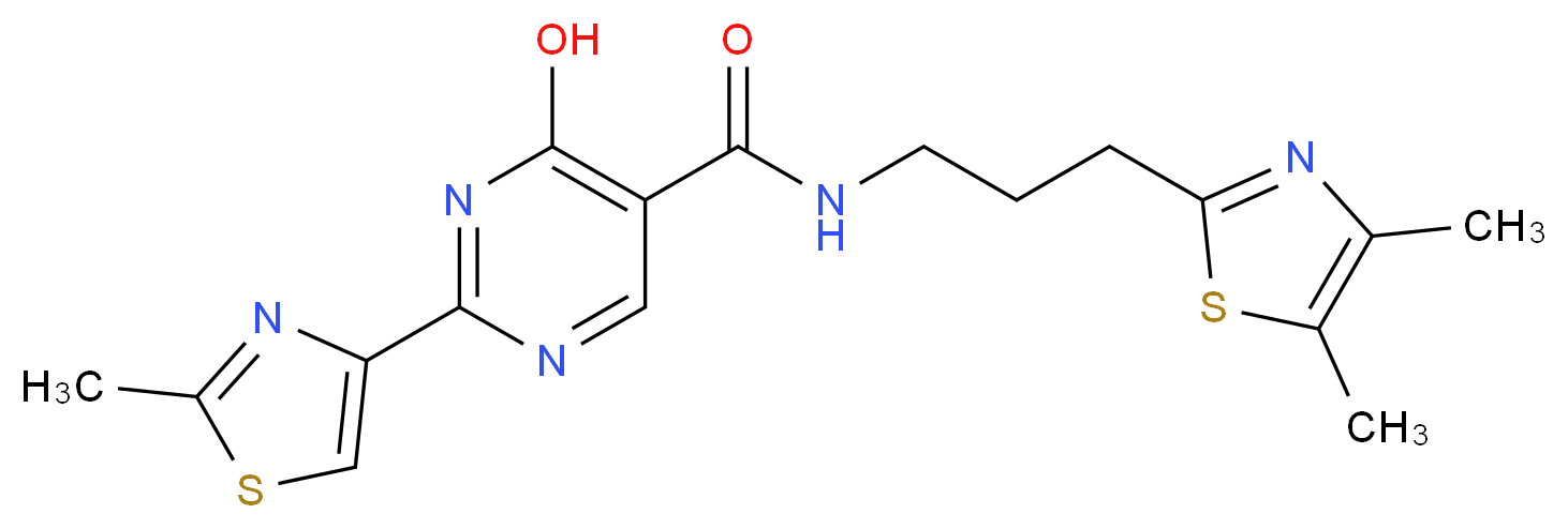 N-[3-(4,5-dimethyl-1,3-thiazol-2-yl)propyl]-4-hydroxy-2-(2-methyl-1,3-thiazol-4-yl)pyrimidine-5-carboxamide_分子结构_CAS_)