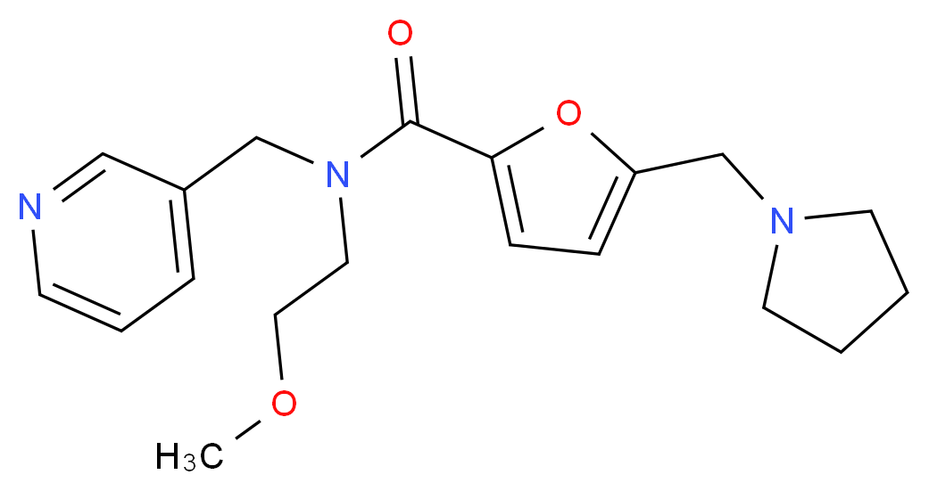 N-(2-methoxyethyl)-N-(pyridin-3-ylmethyl)-5-(pyrrolidin-1-ylmethyl)-2-furamide_分子结构_CAS_)