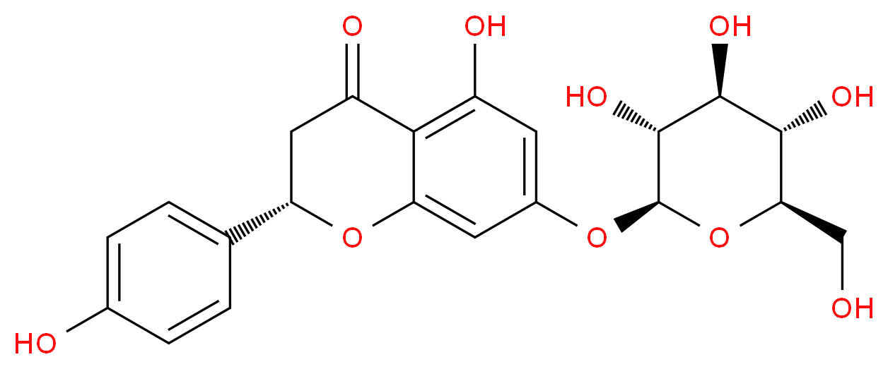 (2S)-5-hydroxy-2-(4-hydroxyphenyl)-7-{[(2S,3R,4S,5S,6R)-3,4,5-trihydroxy-6-(hydroxymethyl)oxan-2-yl]oxy}-3,4-dihydro-2H-1-benzopyran-4-one_分子结构_CAS_529-55-5