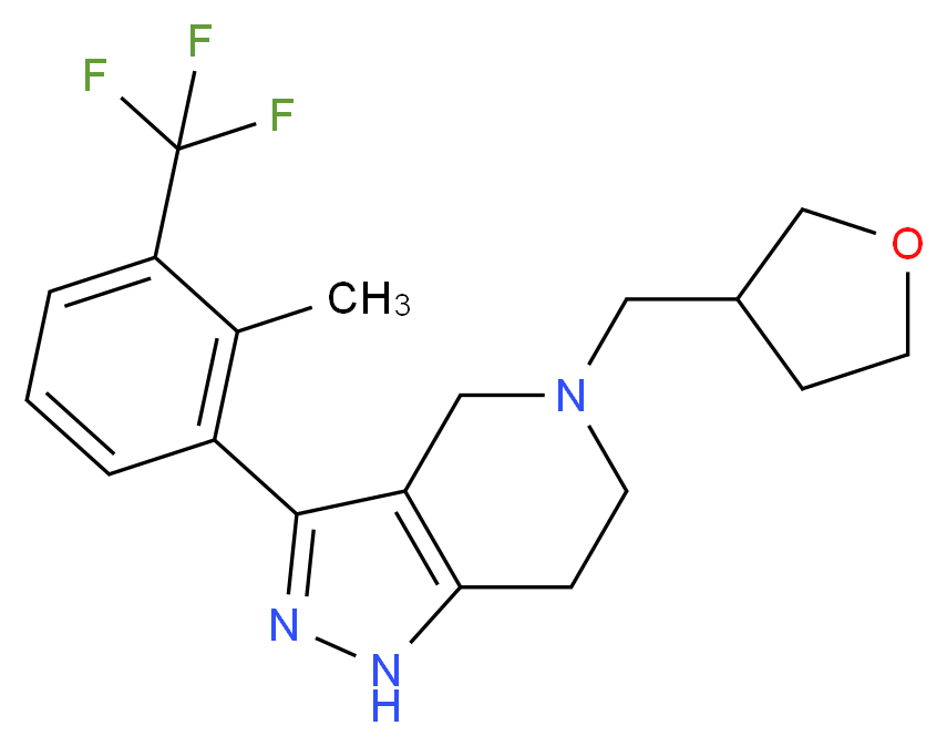 3-[2-methyl-3-(trifluoromethyl)phenyl]-5-(tetrahydrofuran-3-ylmethyl)-4,5,6,7-tetrahydro-1H-pyrazolo[4,3-c]pyridine_分子结构_CAS_)