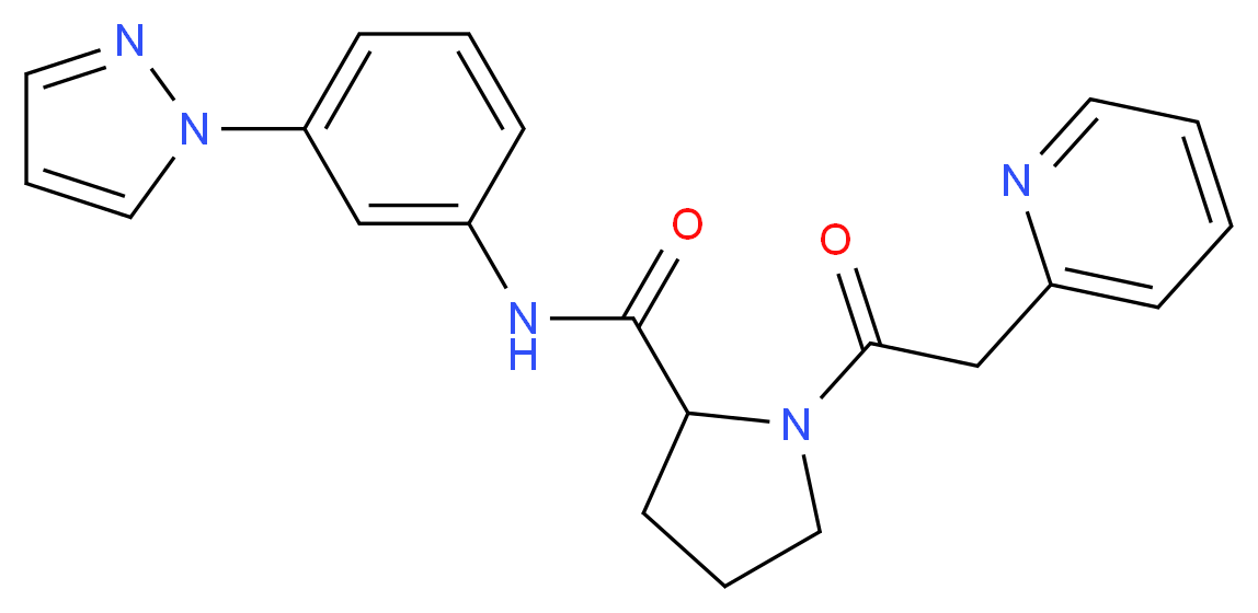 N-[3-(1H-pyrazol-1-yl)phenyl]-1-(2-pyridinylacetyl)prolinamide_分子结构_CAS_)