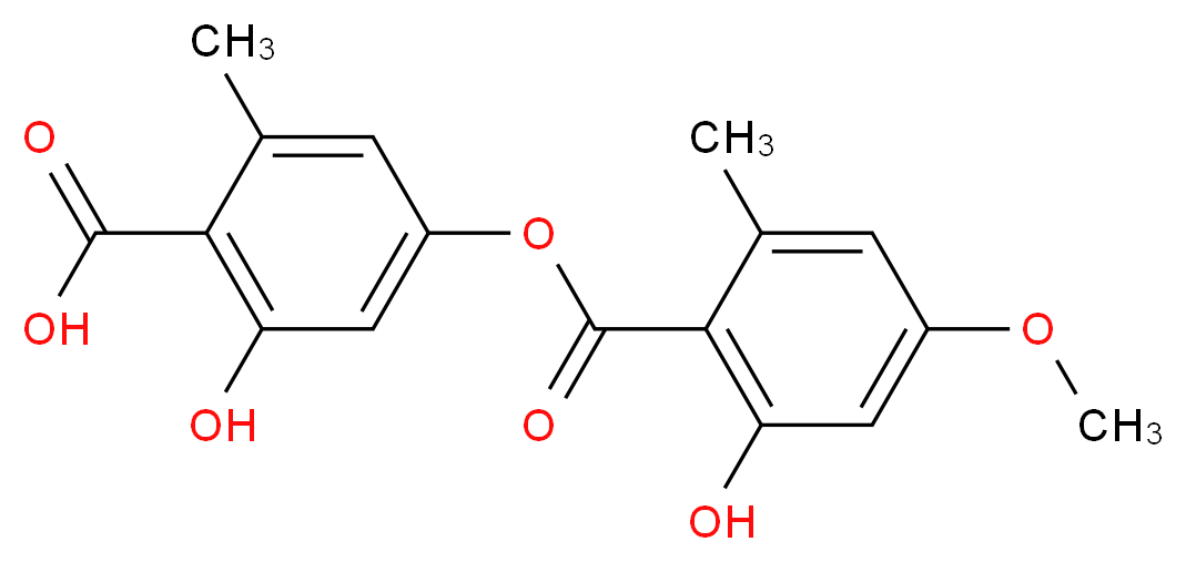 2-hydroxy-4-(2-hydroxy-4-methoxy-6-methylbenzoyloxy)-6-methylbenzoic acid_分子结构_CAS_537-09-7