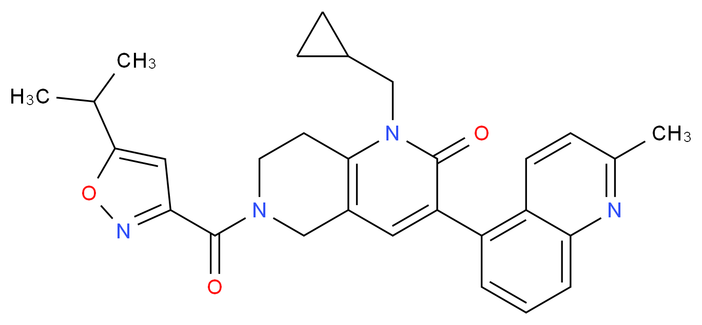 1-(cyclopropylmethyl)-6-[(5-isopropyl-3-isoxazolyl)carbonyl]-3-(2-methyl-5-quinolinyl)-5,6,7,8-tetrahydro-1,6-naphthyridin-2(1H)-one_分子结构_CAS_)