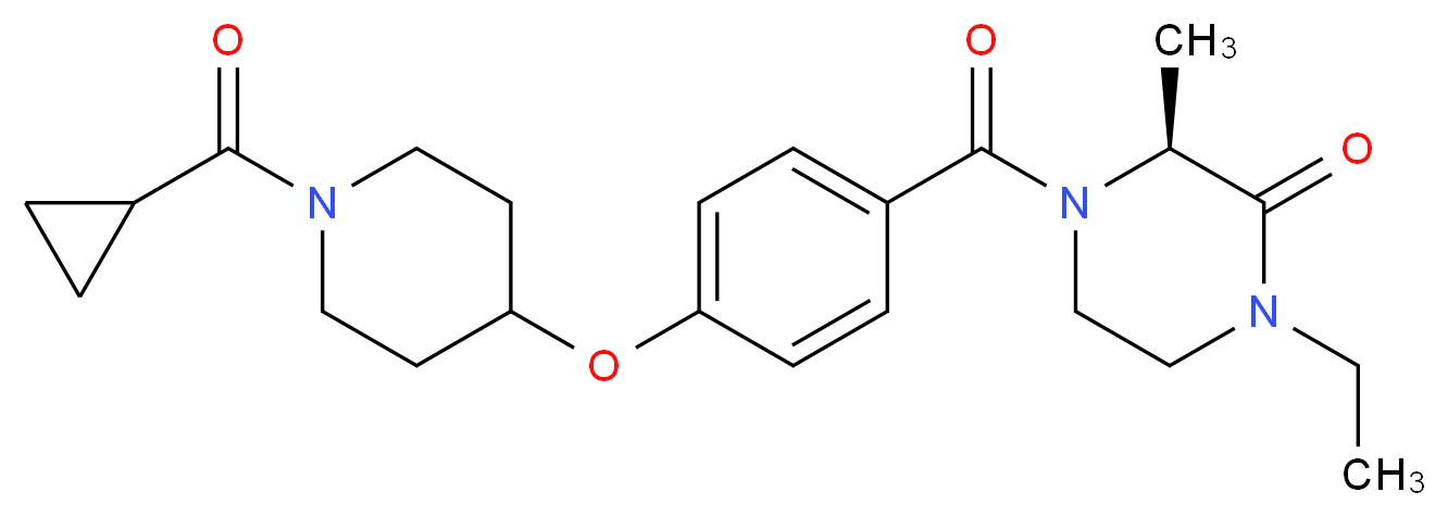 (3S)-4-(4-{[1-(cyclopropylcarbonyl)-4-piperidinyl]oxy}benzoyl)-1-ethyl-3-methyl-2-piperazinone_分子结构_CAS_)
