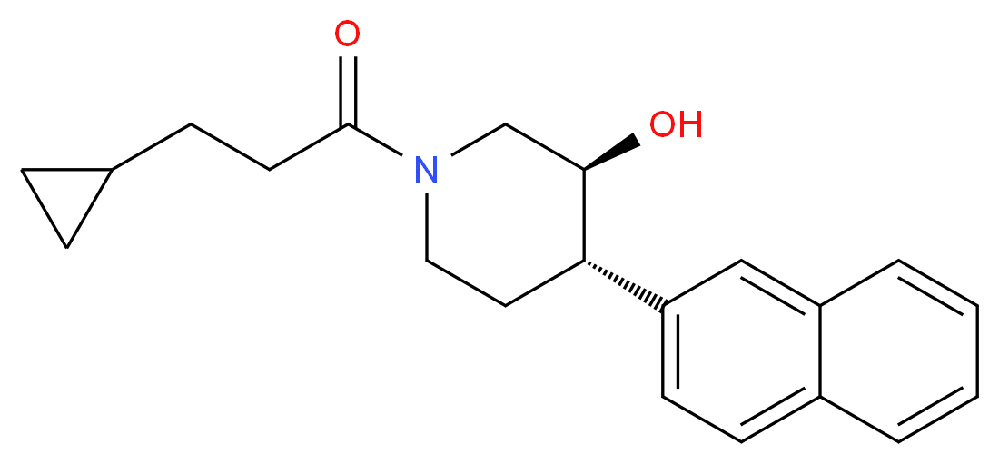 (3S*,4S*)-1-(3-cyclopropylpropanoyl)-4-(2-naphthyl)piperidin-3-ol_分子结构_CAS_)