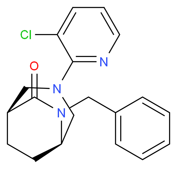 (1S*,5R*)-6-benzyl-3-(3-chloro-2-pyridinyl)-3,6-diazabicyclo[3.2.2]nonan-7-one_分子结构_CAS_)