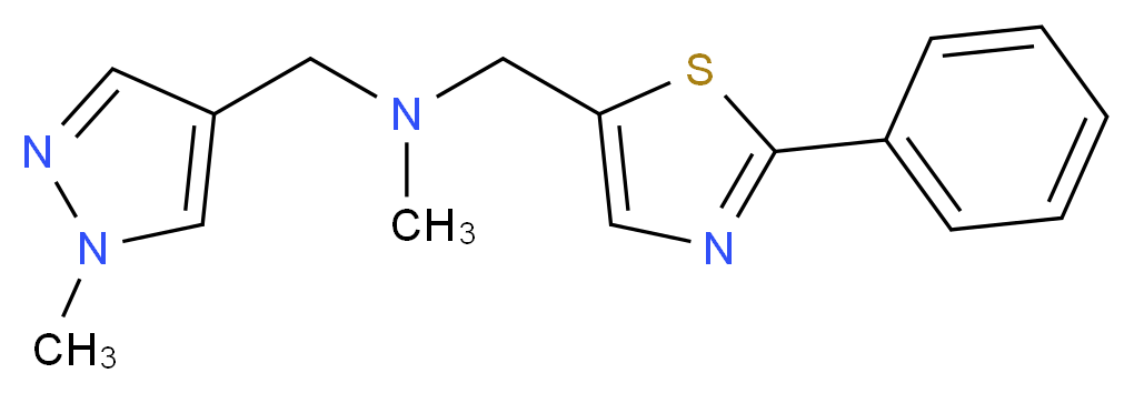 N-methyl-1-(1-methyl-1H-pyrazol-4-yl)-N-[(2-phenyl-1,3-thiazol-5-yl)methyl]methanamine_分子结构_CAS_)