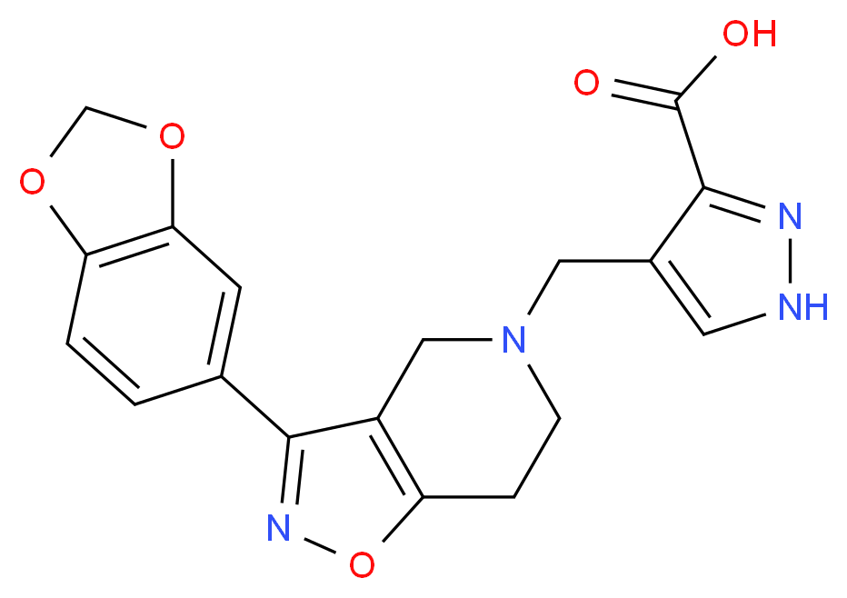 4-{[3-(1,3-benzodioxol-5-yl)-6,7-dihydroisoxazolo[4,5-c]pyridin-5(4H)-yl]methyl}-1H-pyrazole-3-carboxylic acid_分子结构_CAS_)