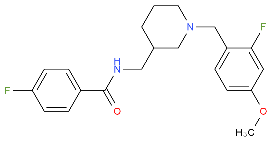4-fluoro-N-{[1-(2-fluoro-4-methoxybenzyl)-3-piperidinyl]methyl}benzamide_分子结构_CAS_)