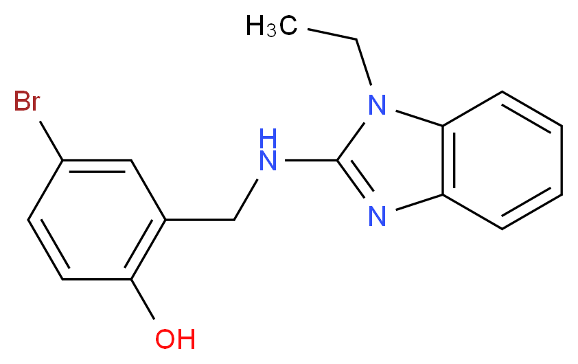 4-bromo-2-{[(1-ethyl-1H-1,3-benzodiazol-2-yl)amino]methyl}phenol_分子结构_CAS_364748-24-3