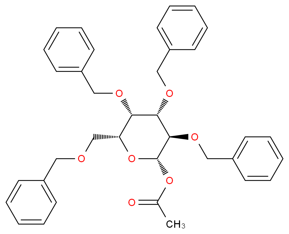 (2S,3R,4S,5S,6R)-3,4,5-tris(benzyloxy)-6-[(benzyloxy)methyl]oxan-2-yl acetate_分子结构_CAS_3866-62-4