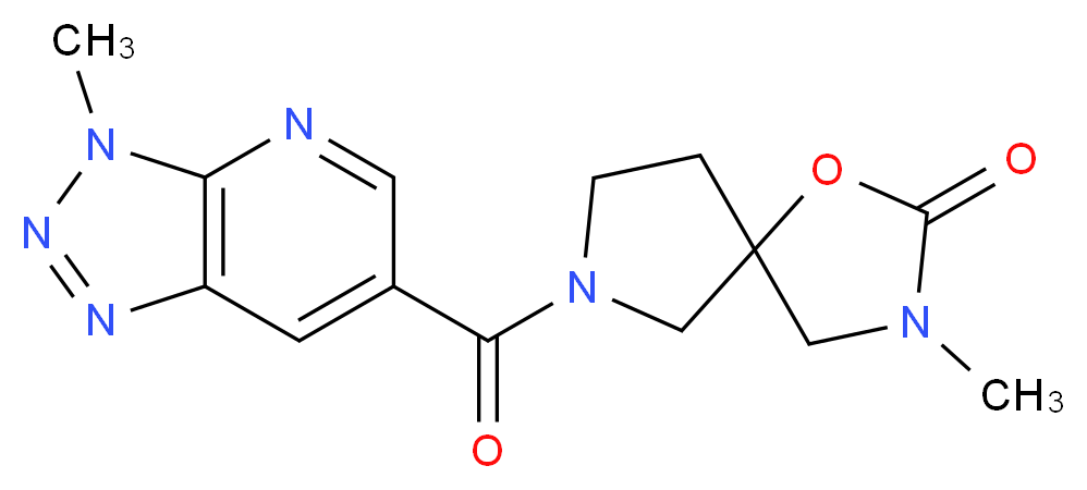3-methyl-7-[(3-methyl-3H-[1,2,3]triazolo[4,5-b]pyridin-6-yl)carbonyl]-1-oxa-3,7-diazaspiro[4.4]nonan-2-one_分子结构_CAS_)