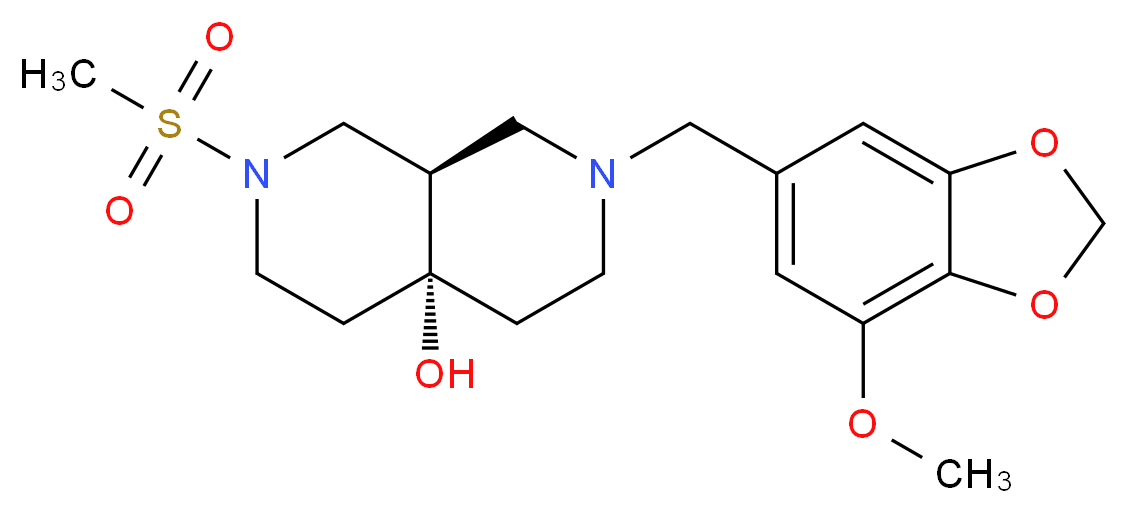 (4aR*,8aR*)-2-[(7-methoxy-1,3-benzodioxol-5-yl)methyl]-7-(methylsulfonyl)octahydro-2,7-naphthyridin-4a(2H)-ol_分子结构_CAS_)