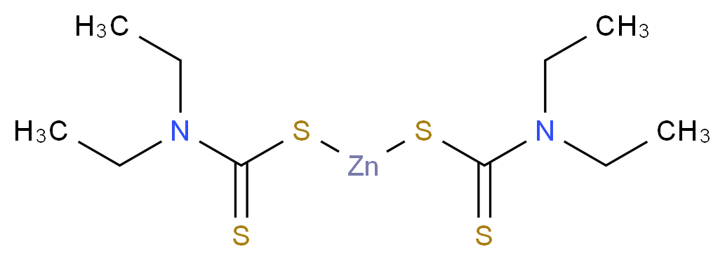 bis[(diethylcarbamothioyl)sulfanyl]zinc_分子结构_CAS_14324-55-1