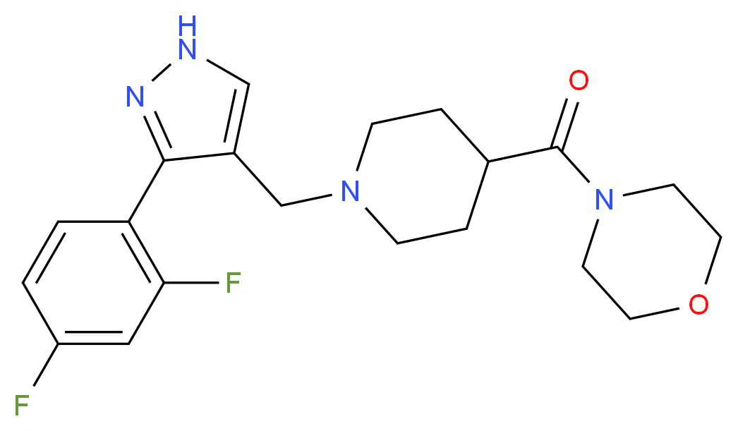 4-[(1-{[3-(2,4-difluorophenyl)-1H-pyrazol-4-yl]methyl}-4-piperidinyl)carbonyl]morpholine_分子结构_CAS_)