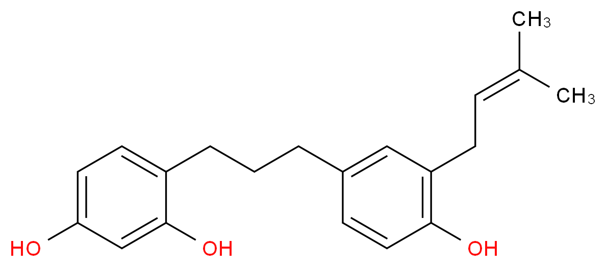 4-{3-[4-hydroxy-3-(3-methylbut-2-en-1-yl)phenyl]propyl}benzene-1,3-diol_分子结构_CAS_76045-49-3