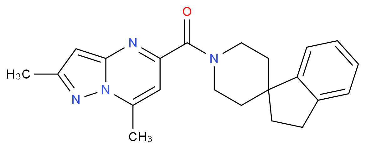 1'-[(2,7-dimethylpyrazolo[1,5-a]pyrimidin-5-yl)carbonyl]-2,3-dihydrospiro[indene-1,4'-piperidine]_分子结构_CAS_)