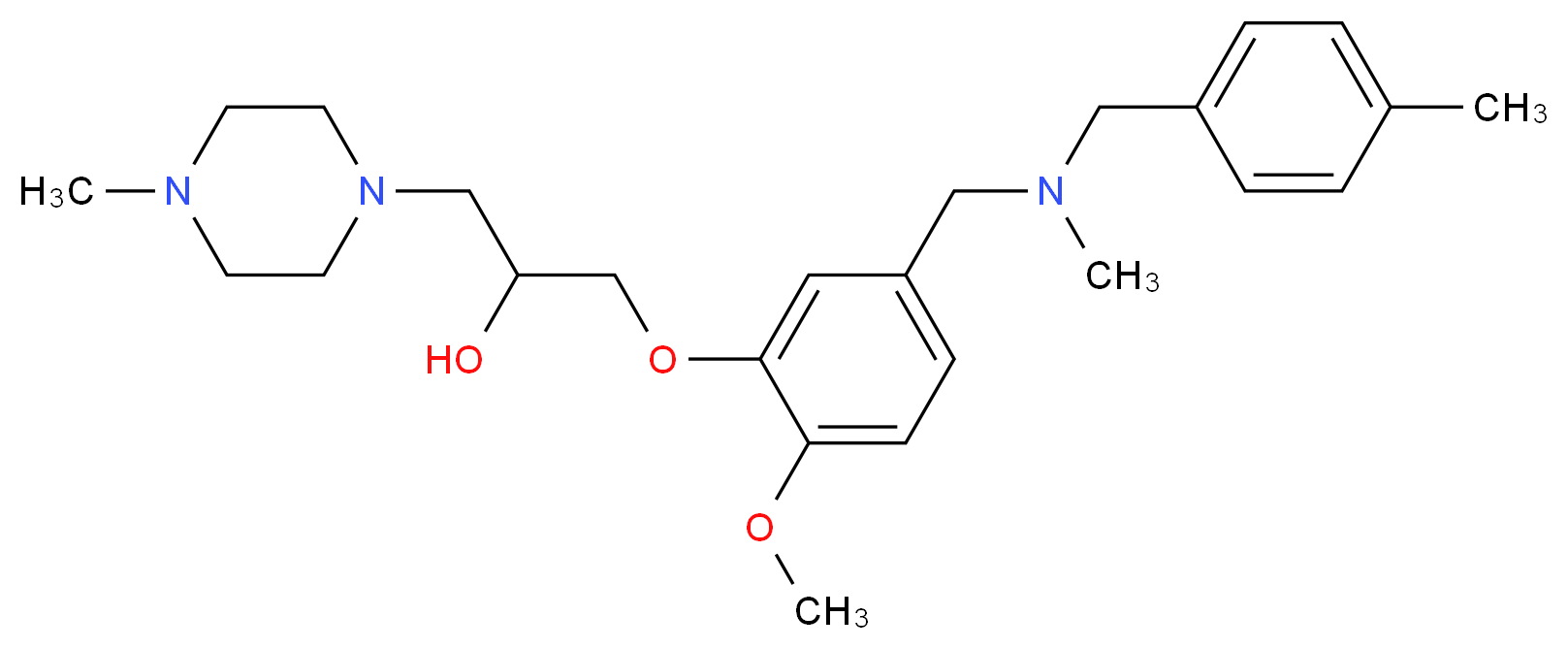 1-(2-methoxy-5-{[methyl(4-methylbenzyl)amino]methyl}phenoxy)-3-(4-methyl-1-piperazinyl)-2-propanol_分子结构_CAS_)