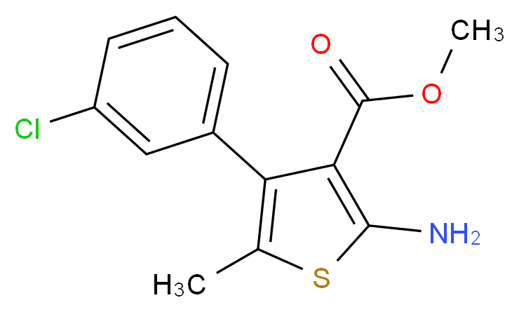 methyl 2-amino-4-(3-chlorophenyl)-5-methylthiophene-3-carboxylate_分子结构_CAS_350989-61-6