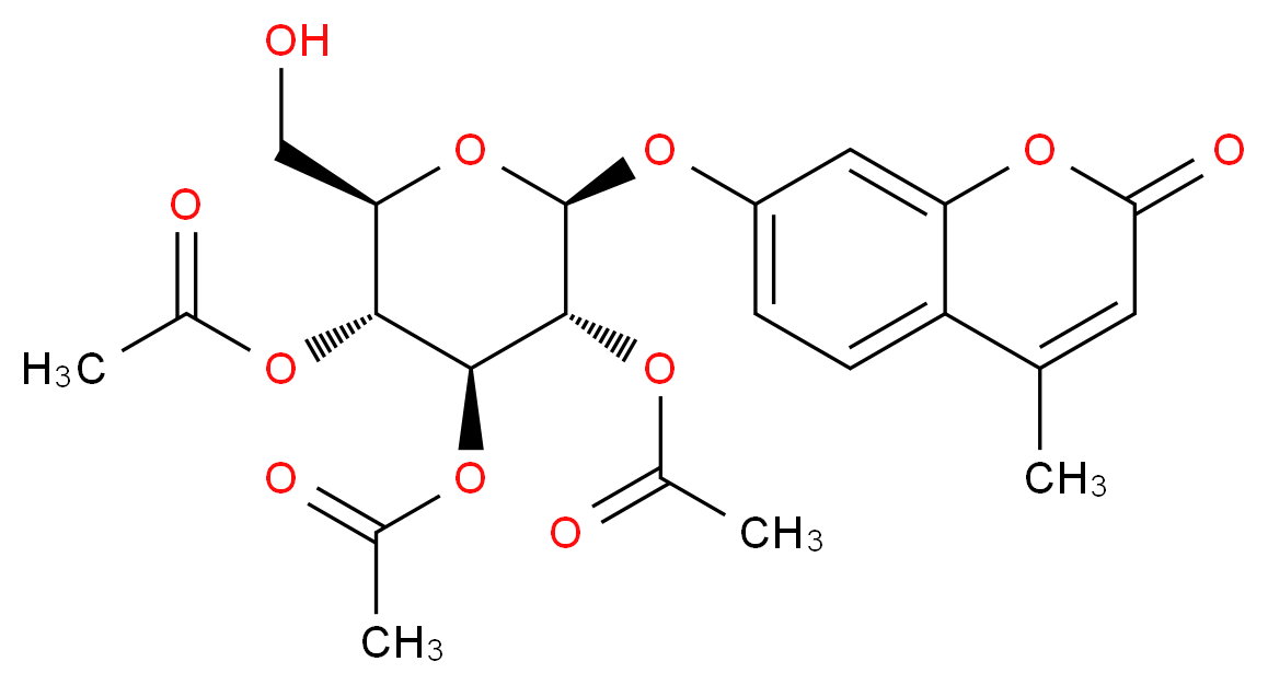 (2R,3R,4S,5R,6S)-3,5-bis(acetyloxy)-2-(hydroxymethyl)-6-[(4-methyl-2-oxo-2H-chromen-7-yl)oxy]oxan-4-yl acetate_分子结构_CAS_937018-36-5