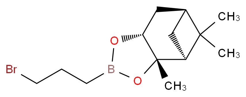 (1S,2S,6R,8S)-4-(3-bromopropyl)-2,9,9-trimethyl-3,5-dioxa-4-boratricyclo[6.1.1.0<sup>2</sup>,<sup>6</sup>]decane_分子结构_CAS_90084-37-0