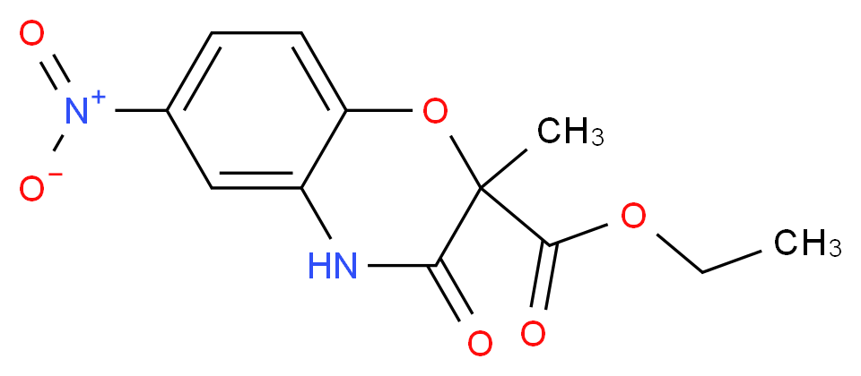 ethyl 2-methyl-6-nitro-3-oxo-3,4-dihydro-2H-1,4-benzoxazine-2-carboxylate_分子结构_CAS_154365-37-4