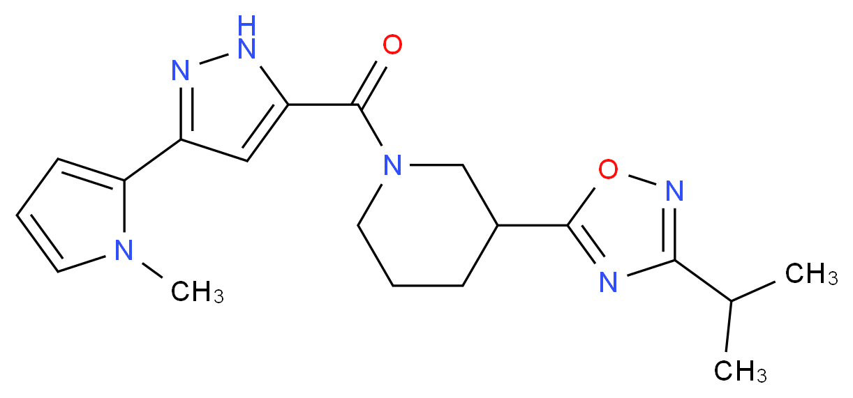 3-(3-isopropyl-1,2,4-oxadiazol-5-yl)-1-{[3-(1-methyl-1H-pyrrol-2-yl)-1H-pyrazol-5-yl]carbonyl}piperidine_分子结构_CAS_)