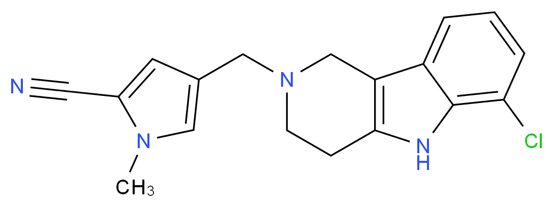 4-[(6-chloro-1,3,4,5-tetrahydro-2H-pyrido[4,3-b]indol-2-yl)methyl]-1-methyl-1H-pyrrole-2-carbonitrile_分子结构_CAS_)