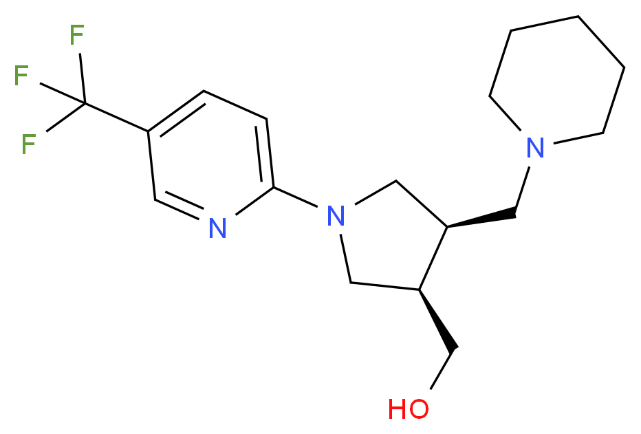 {(3R*,4R*)-4-(piperidin-1-ylmethyl)-1-[5-(trifluoromethyl)pyridin-2-yl]pyrrolidin-3-yl}methanol_分子结构_CAS_)