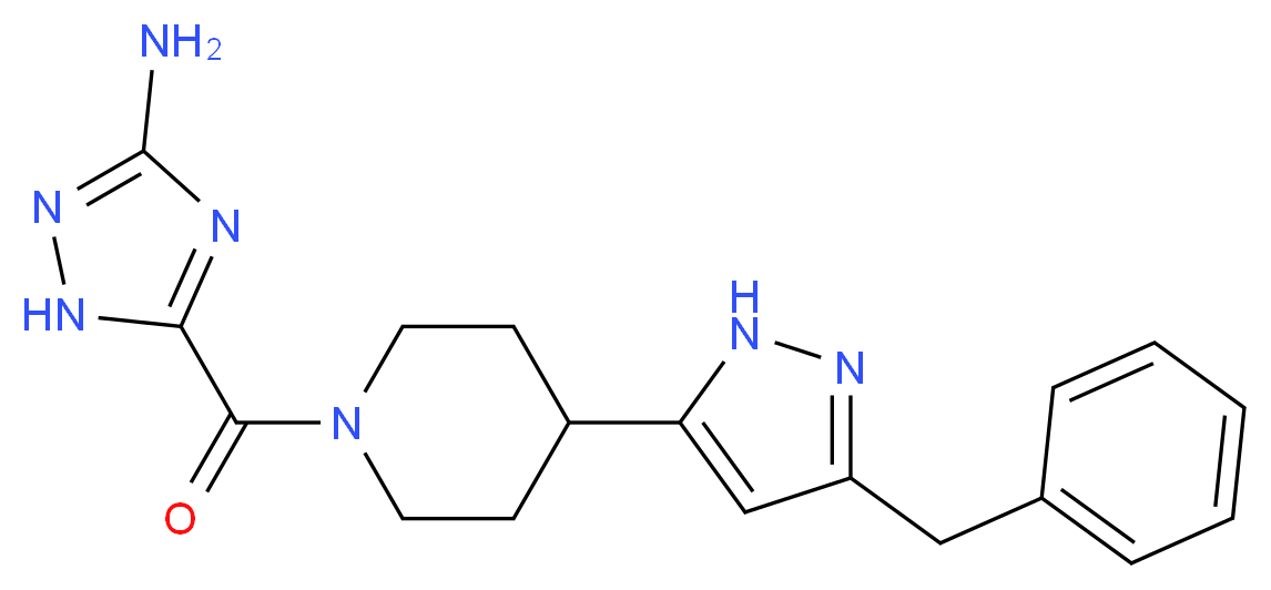 5-{[4-(3-benzyl-1H-pyrazol-5-yl)piperidin-1-yl]carbonyl}-1H-1,2,4-triazol-3-amine_分子结构_CAS_)