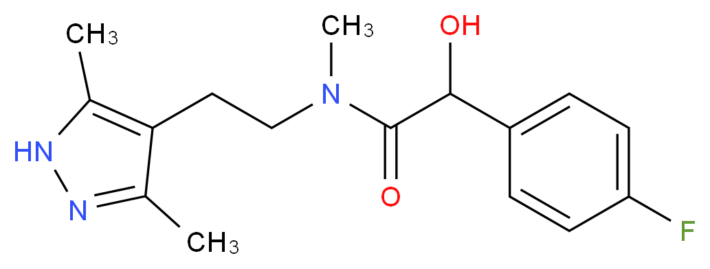 N-[2-(3,5-dimethyl-1H-pyrazol-4-yl)ethyl]-2-(4-fluorophenyl)-2-hydroxy-N-methylacetamide_分子结构_CAS_)