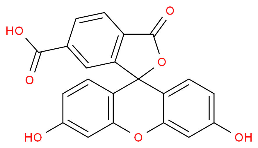 3',6'-dihydroxy-3-oxo-3H-spiro[2-benzofuran-1,9'-xanthene]-6-carboxylic acid_分子结构_CAS_3301-79-9