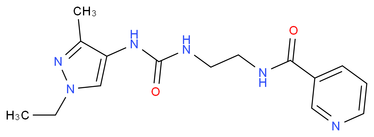 N-[2-({[(1-ethyl-3-methyl-1H-pyrazol-4-yl)amino]carbonyl}amino)ethyl]nicotinamide_分子结构_CAS_)