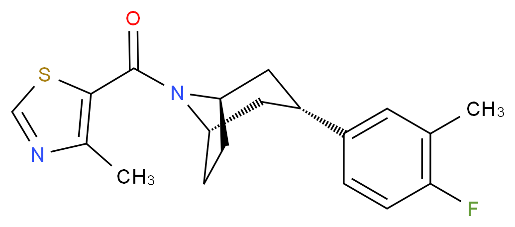 (3-endo)-3-(4-fluoro-3-methylphenyl)-8-[(4-methyl-1,3-thiazol-5-yl)carbonyl]-8-azabicyclo[3.2.1]octane_分子结构_CAS_)
