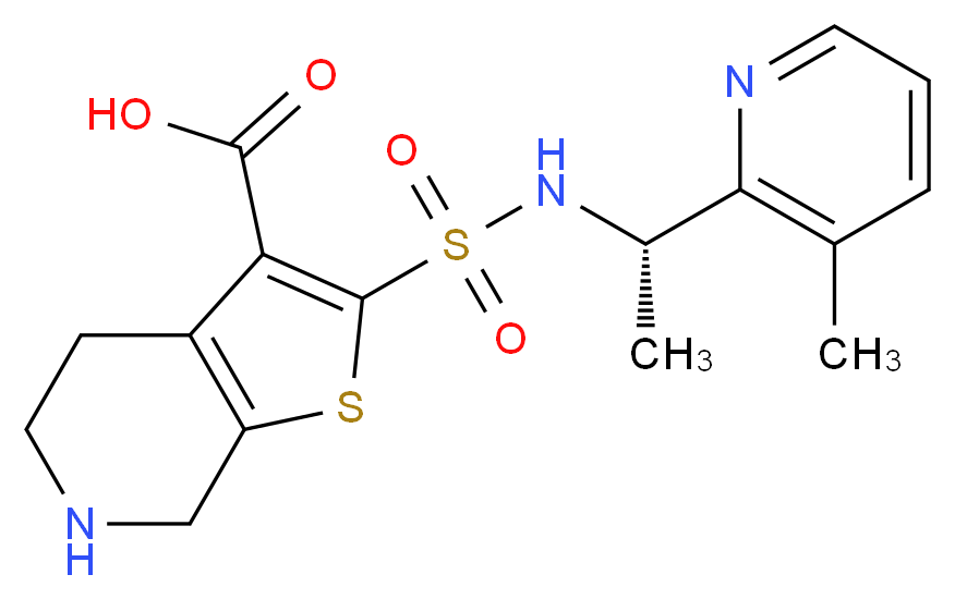 2-({[(1S)-1-(3-methylpyridin-2-yl)ethyl]amino}sulfonyl)-4,5,6,7-tetrahydrothieno[2,3-c]pyridine-3-carboxylic acid_分子结构_CAS_)