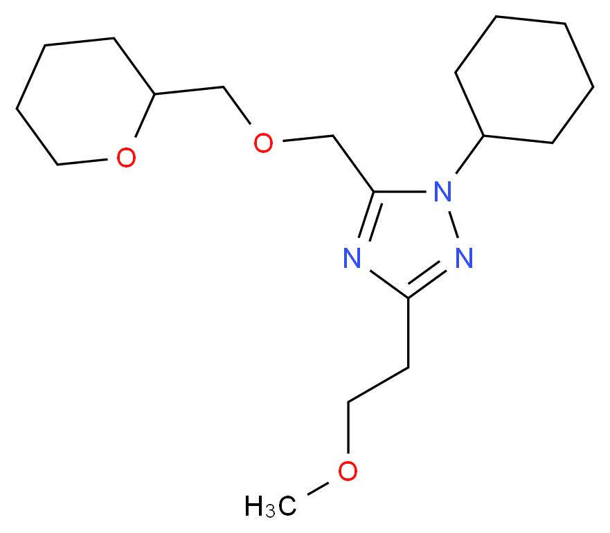 1-cyclohexyl-3-(2-methoxyethyl)-5-[(tetrahydro-2H-pyran-2-ylmethoxy)methyl]-1H-1,2,4-triazole_分子结构_CAS_)