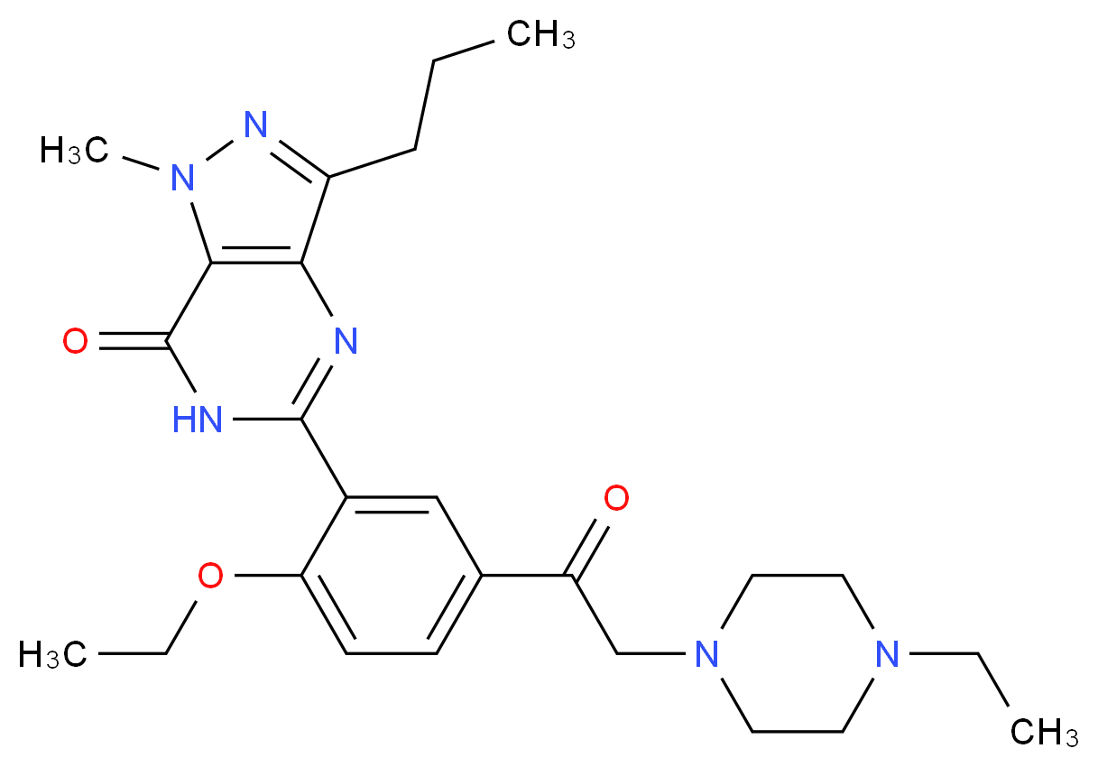 5-{2-ethoxy-5-[2-(4-ethylpiperazin-1-yl)acetyl]phenyl}-1-methyl-3-propyl-1H,6H,7H-pyrazolo[4,3-d]pyrimidin-7-one_分子结构_CAS_831217-01-7