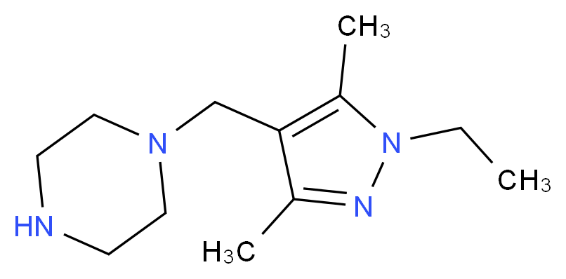 1-[(1-ethyl-3,5-dimethyl-1H-pyrazol-4-yl)methyl]piperazine_分子结构_CAS_1004195-30-5