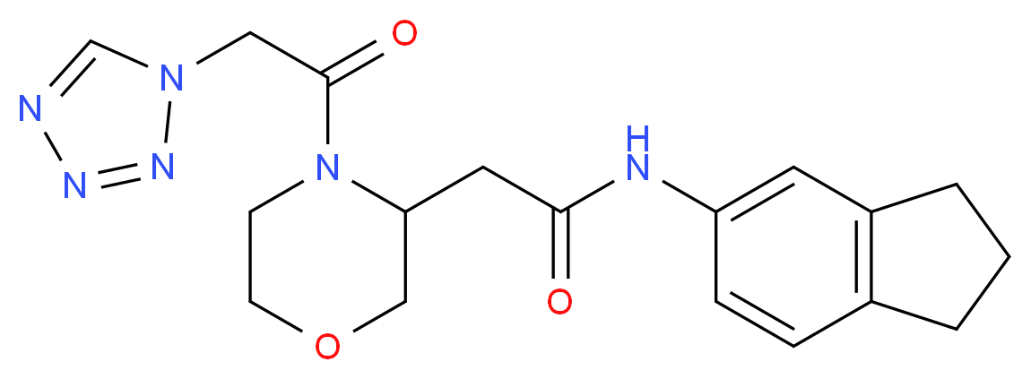 N-(2,3-dihydro-1H-inden-5-yl)-2-[4-(1H-tetrazol-1-ylacetyl)-3-morpholinyl]acetamide_分子结构_CAS_)