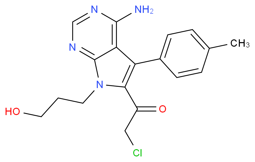 1-[4-Amino-7-(3-hydroxypropyl)-5-(4-methylphenyl)-7H-pyrrolo[2,3-d]pyrimidin-6-yl]-2-chloro-ethanone   (>90%)_分子结构_CAS_821794-90-5)