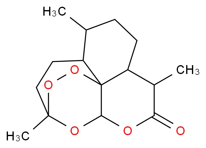 1,5,9-trimethyl-11,14,15,16-tetraoxatetracyclo[10.3.1.0^{4,13}.0^{8,13}]hexadecan-10-one_分子结构_CAS_63968-64-9