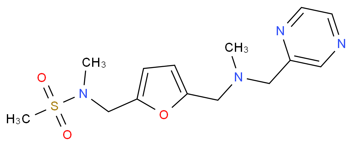 N-methyl-N-[(5-{[methyl(pyrazin-2-ylmethyl)amino]methyl}-2-furyl)methyl]methanesulfonamide_分子结构_CAS_)