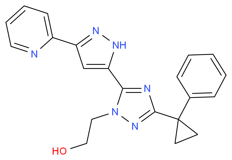 2-[3-(1-phenylcyclopropyl)-5-(3-pyridin-2-yl-1H-pyrazol-5-yl)-1H-1,2,4-triazol-1-yl]ethanol_分子结构_CAS_)