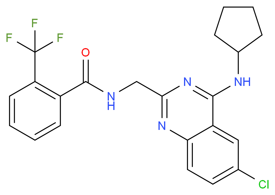 N-{[6-chloro-4-(cyclopentylamino)-2-quinazolinyl]methyl}-2-(trifluoromethyl)benzamide_分子结构_CAS_)