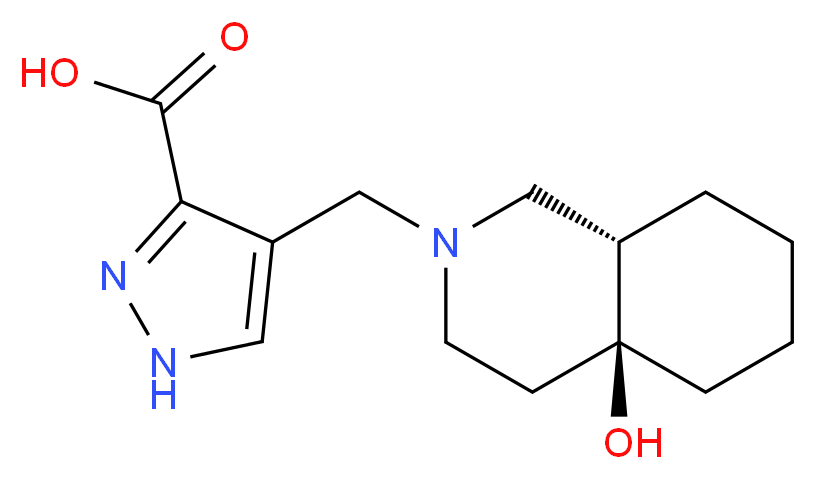 4-{[(4aS*,8aS*)-4a-hydroxyoctahydroisoquinolin-2(1H)-yl]methyl}-1H-pyrazole-3-carboxylic acid_分子结构_CAS_)