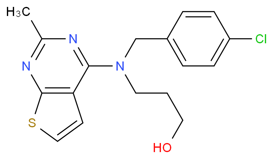 3-[(4-chlorobenzyl)(2-methylthieno[2,3-d]pyrimidin-4-yl)amino]propan-1-ol_分子结构_CAS_)