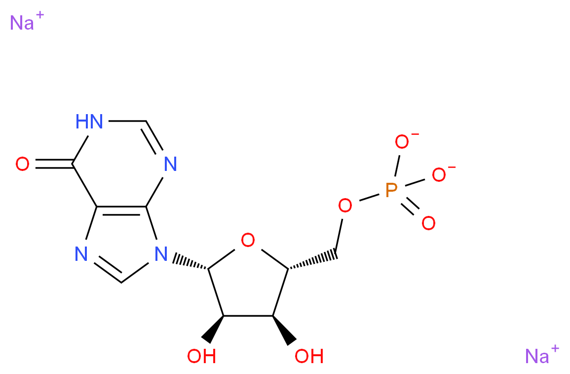 disodium [(2R,3S,4R,5R)-3,4-dihydroxy-5-(6-oxo-6,9-dihydro-1H-purin-9-yl)oxolan-2-yl]methyl phosphate_分子结构_CAS_352195-40-5