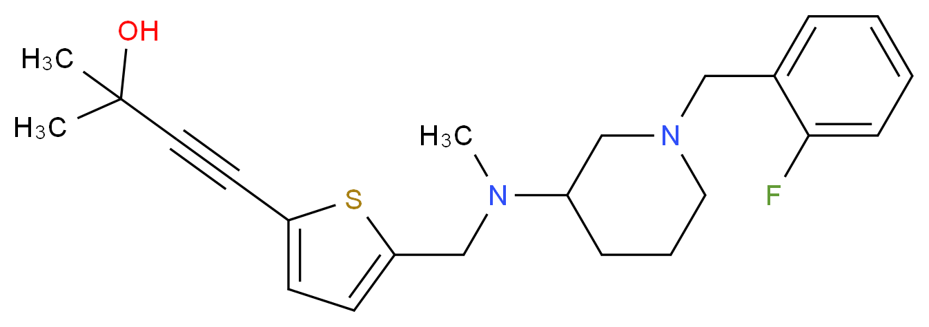 4-(5-{[[1-(2-fluorobenzyl)-3-piperidinyl](methyl)amino]methyl}-2-thienyl)-2-methyl-3-butyn-2-ol_分子结构_CAS_)